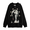 Depressed Abstract Printing Fleece Cardigan Sweater