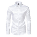 Camicia da uomo in raso lucido colorato, Valstrend, stile elegante, con colletto e bottoni frontali, tessuto lisci e brillante.