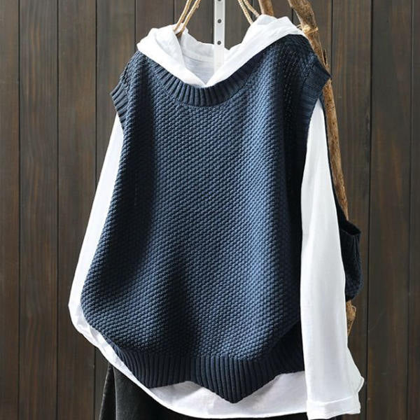 Gilet in maglia autunnale e invernale Valstrend, giacca senza maniche con tessuto a maglia, ideale come copertura esterna.