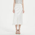 Triacetate Satin Diagonal Cut Irregular Slit Half-length A- Line Sheath Long Skirt High Waist