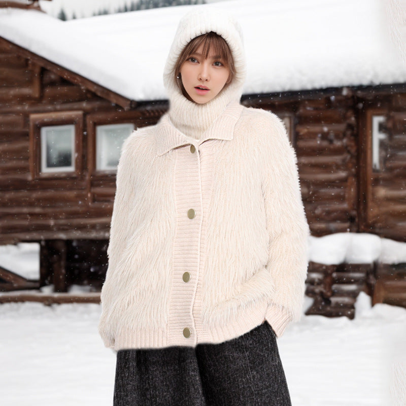 Maglione donna Valstrend con collo alto, impermeabile, in velluto di visone, stile primaverile, con cappuccio e tasche.