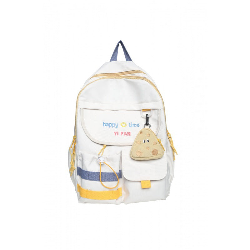 Zaino giapponese da scuola superiore junior Valstrend, con tasche e spallacci regolabili, in tessuto resistente, vista frontale.