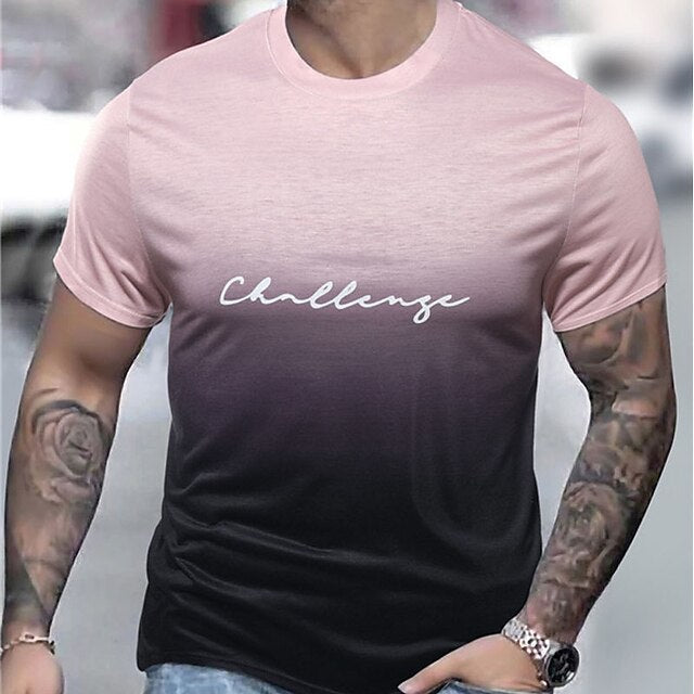 T-shirt uomo Valstrend con stampa digitale a gradiente 3DZ, maniche corte, design moderno e colorato.
