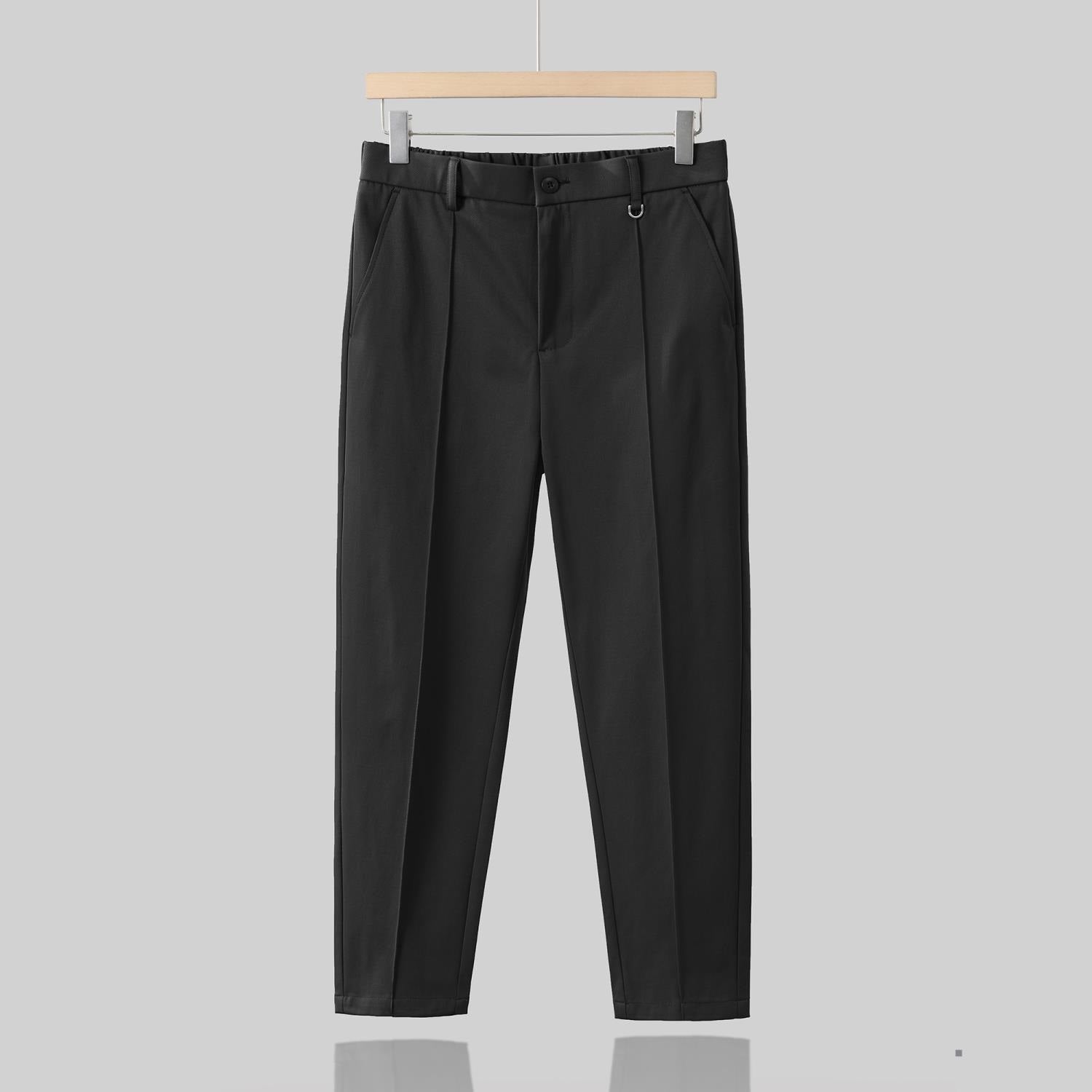 Pantaloni eleganti senza ferro Valstrend, stile casual tinta unita, taglio tapered, tessuto leggero e di lusso.
