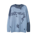 Retro Contrast Color Idle Style Crew Neck Pullover Sweater
