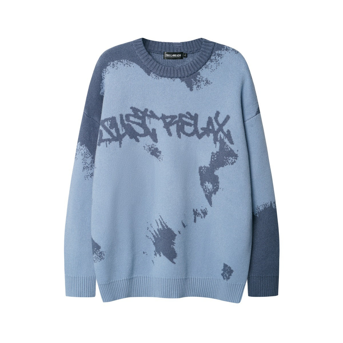 Retro Contrast Color Idle Style Crew Neck Pullover Sweater