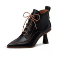 Stivaletti donna Valstrend con tacco a spillo e punta stile retrò francese, altezza alla caviglia, stile elegante e vintage