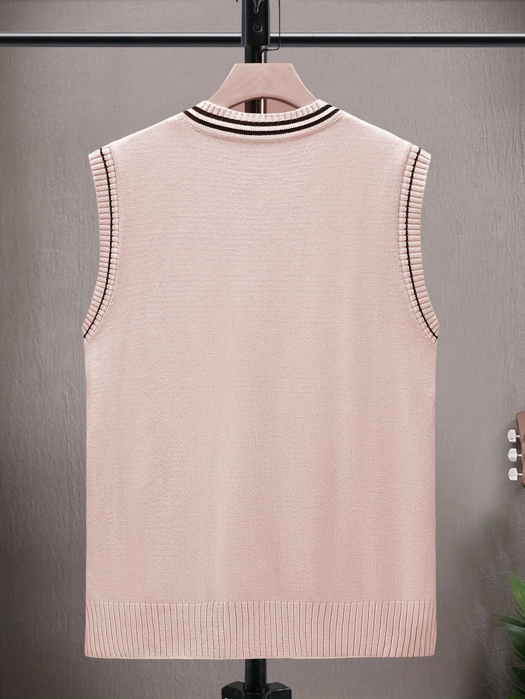 Maglione senza maniche a blocchi di colore e righe per uomo, girocollo, elasticizzato, ideale per primavera e autunno.