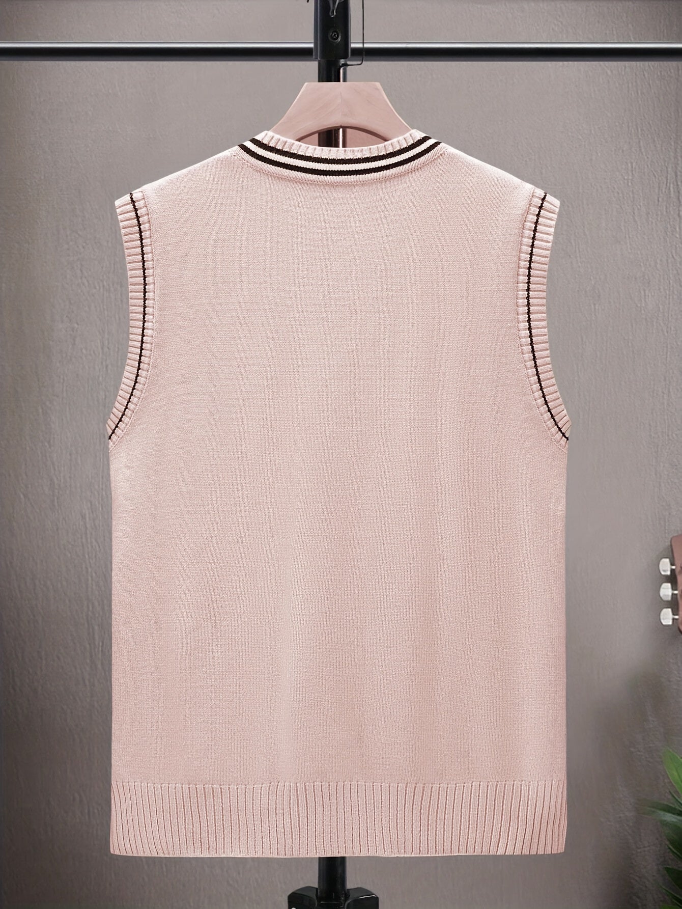 Maglione senza maniche a blocchi di colore e righe per uomo, girocollo, elasticizzato, ideale per primavera e autunno.