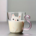 1pc, Kitten Cat Glass Cup, 260ml/8.8oz Heat And Cold Resistant Water Cup, Iced Coffee Cups, Drinking Glasses For Juice, Milk, Tea, And More, Summer Winter Drinkware