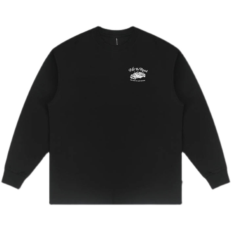 Maglietta casual stampata a maniche lunghe per uomo e donna, scollo rotondo, vestibilità morbida, marca Valstrend.