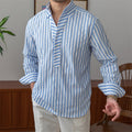 Camicia a maniche lunghe Valstrend in seersucker a righe traspirante, tessuto leggero e fresco per un look casual ed elegante.