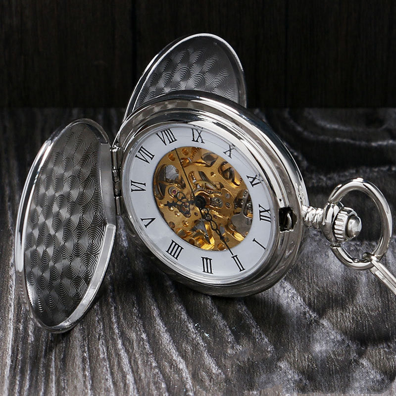 Orologio da tasca doppio con coperchio aperto, design classico e retrò, per uomo e donna, marca Valstrend.