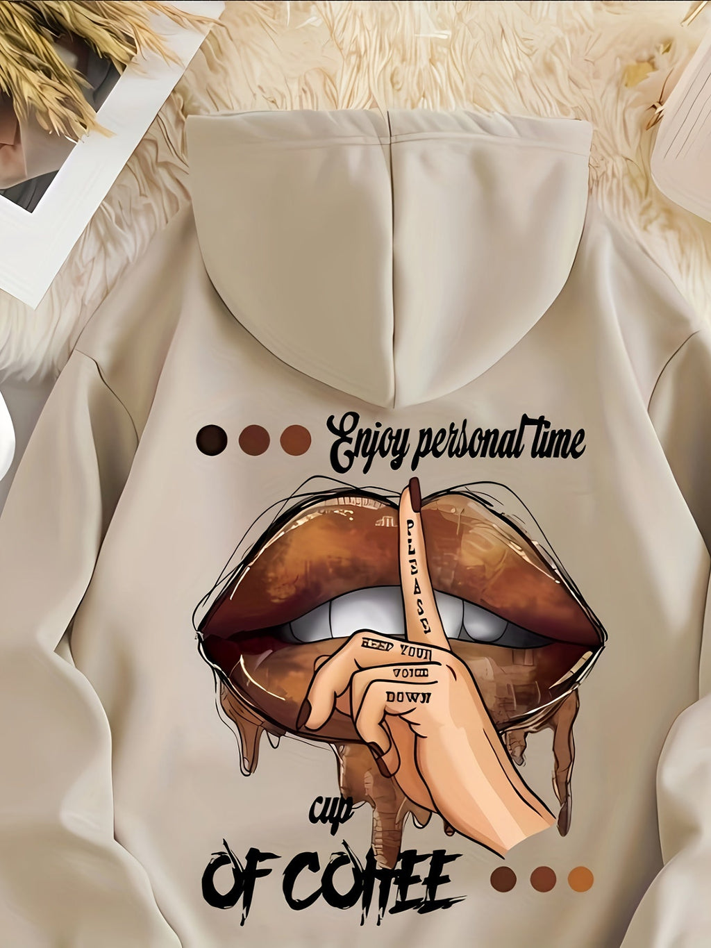 Felpa con cappuccio Valstrend con stampa grafica, cappuccio con cordoncino, vestito casual invernale e autunnale per donna