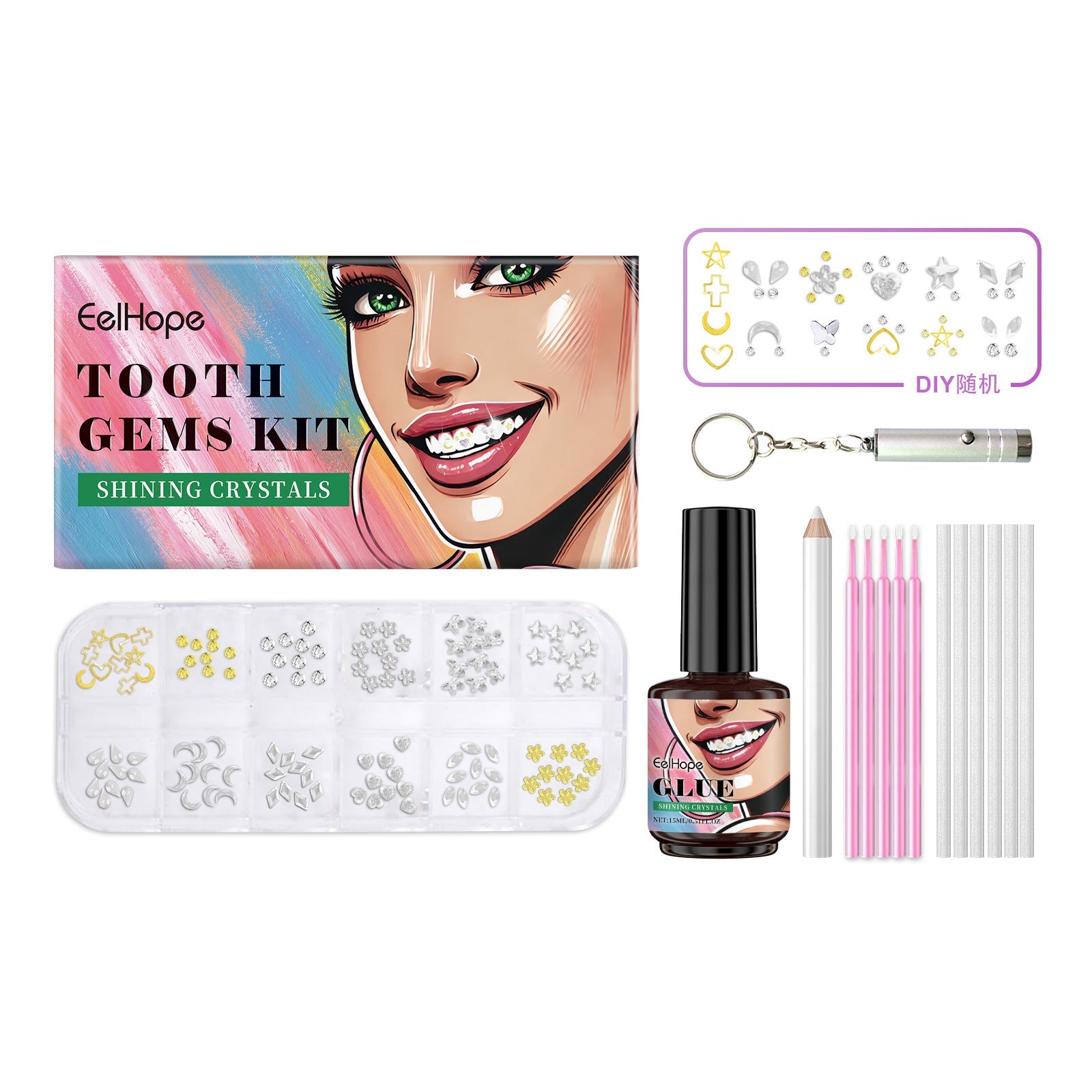Completo di bellezza dentale Valstrend con dettagli decorativi e diamanti, design alla moda e di alta qualità.