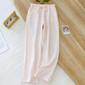 Pantaloni donna casual larghi in cotone a doppio strato in garza, stile comodo e informale, marca Valstrend.
