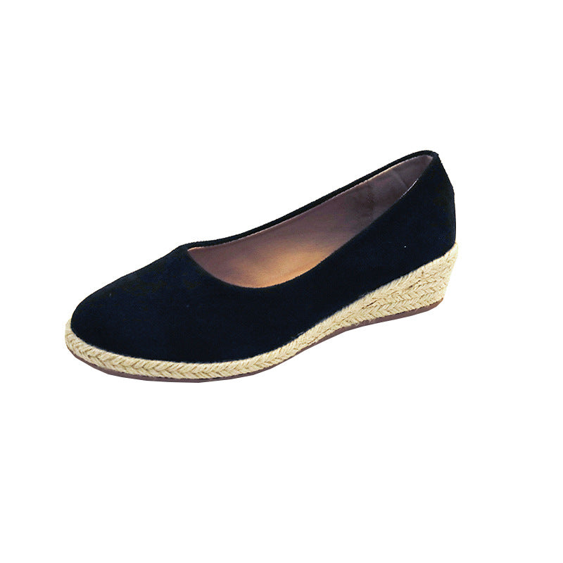 Spring New Wedge Round Toe Hemp Rope Pumps Women
