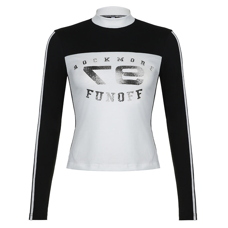 Camicia lunga Valstrend shop in stile auto, con colletto a piedi di contrasto, righe a strisce e maniche lunghe.