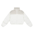 Cappotto invernale donna Valstrend con colletto alto, stile loose e abbinamento di colori, ideale per look casual e caldo.