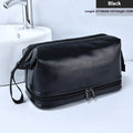Valstrend borsa da toilette da uomo in stile britannico, doppio scomparto, grande capacità, look elegante e funzionale
