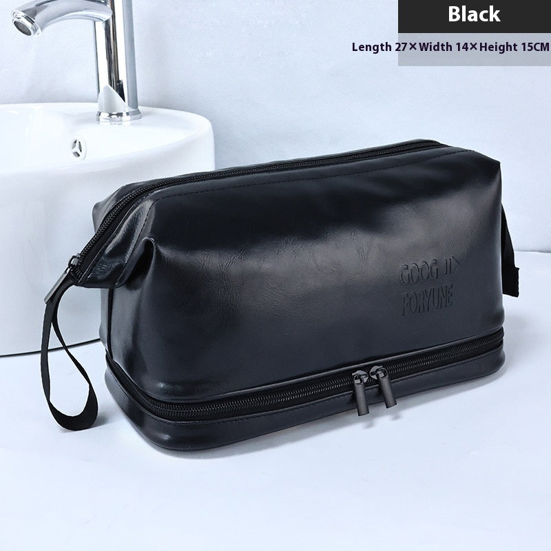 Valstrend borsa da toilette da uomo in stile britannico, doppio scomparto, grande capacità, look elegante e funzionale