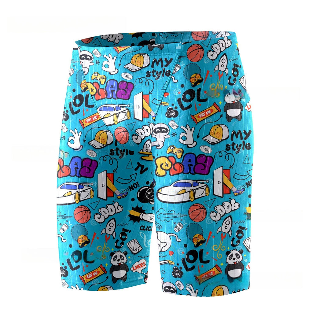 Pantaloncini da nuoto maschili Valstrend, in tessuto ice silk traspirante, a stampa 3D, quick-dry per estate e sport acquatici