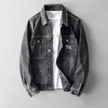 Giacca di jeans maschile Valstrend, stile retrò primavera-estate, moda coreana, giacca elegante e casual in denim blu