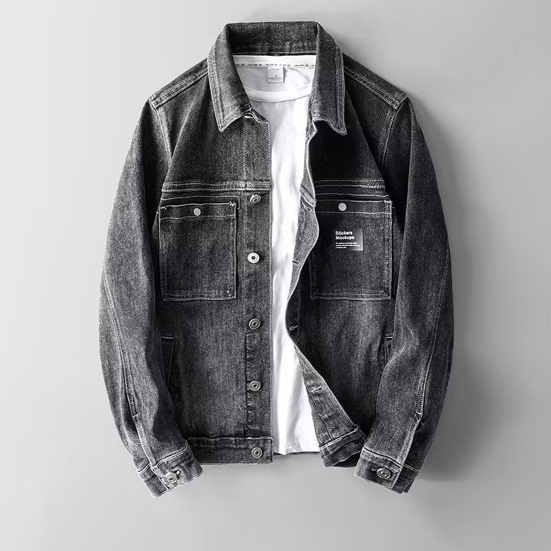 Giacca di jeans maschile Valstrend, stile retrò primavera-estate, moda coreana, giacca elegante e casual in denim blu