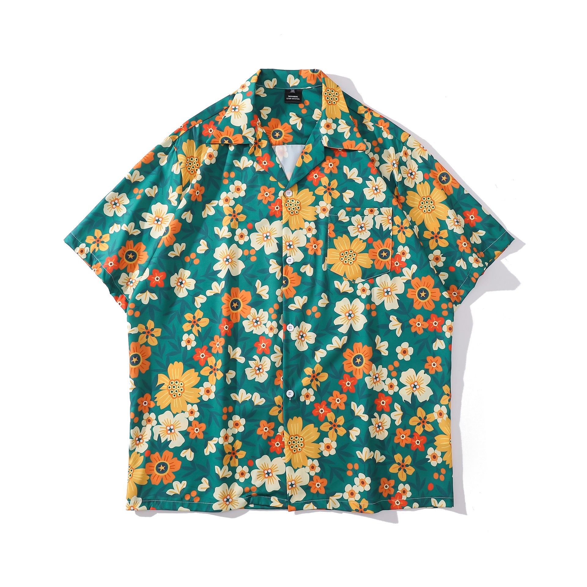 Cuban Collar New Vintage Casual Short Sleeve Printed Shirt Men And Women