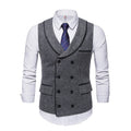 Gilet da uomo Valstrend con motivo a righe, doppio petto, stile casual e dettagli eleganti in tessuto di alta qualità.