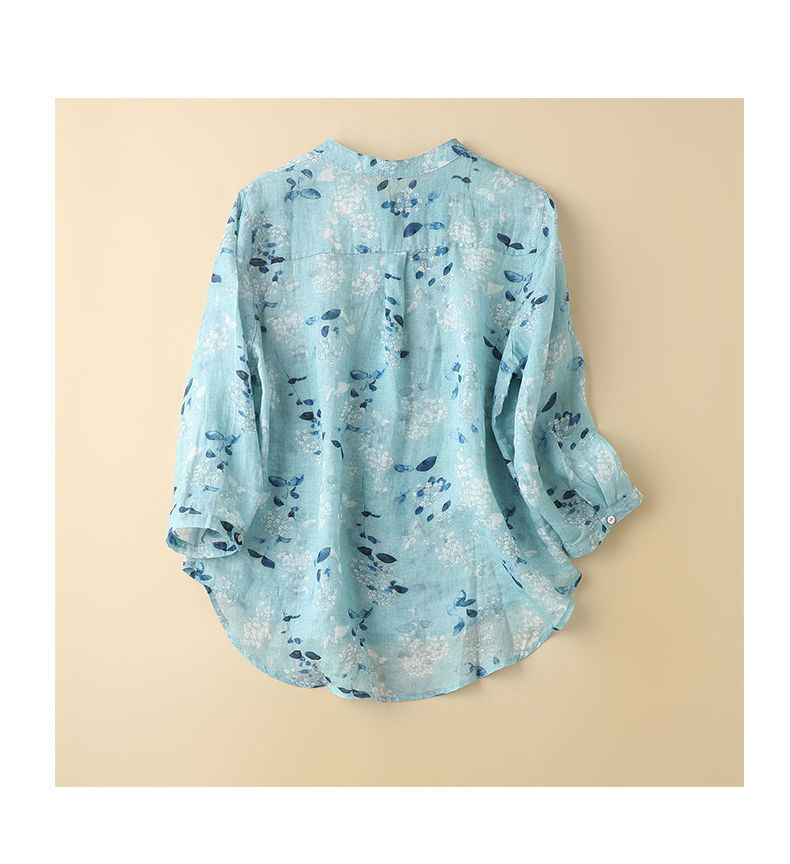 Women's Retro Loose Casual Long Sleeves Top Cotton And Linen Shirt