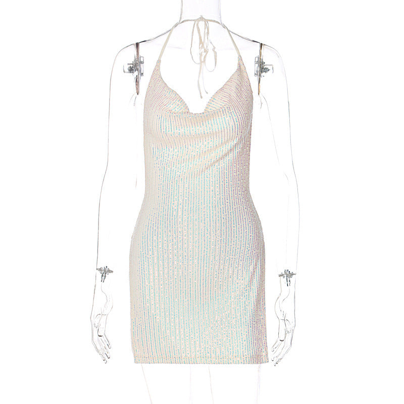 Abito da donna Valstrend sexy senza schiena con scollo a halter, tessuto elegante e vestibilità aderente, ideale per serate speciali.