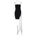 Vestito lungo Valstrend in tessuto a tinta unita con spacchi, dettagli di cuciture, nappe e cinturino in vita, stile elegante e femminile.