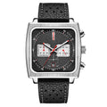 Orologio da uomo quadrato Valstrend con funzioni multiple, cinturino in pelle e quadrante digitale e analogico.