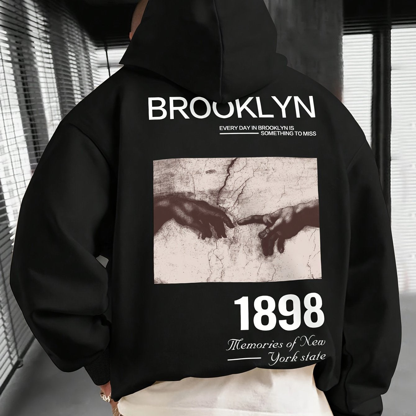 Men's Casual Letter Print Hoodie with Kangaroo Pocket - Comfy Loose Fit Drawstring Pullover, Perfect for Fall & Winter, for Autumn, Spring