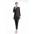 Costume da bagno conservatore stampato Valstrend, completo da spiaggia a tre pezzi, con top, pantaloncini e copricostume.