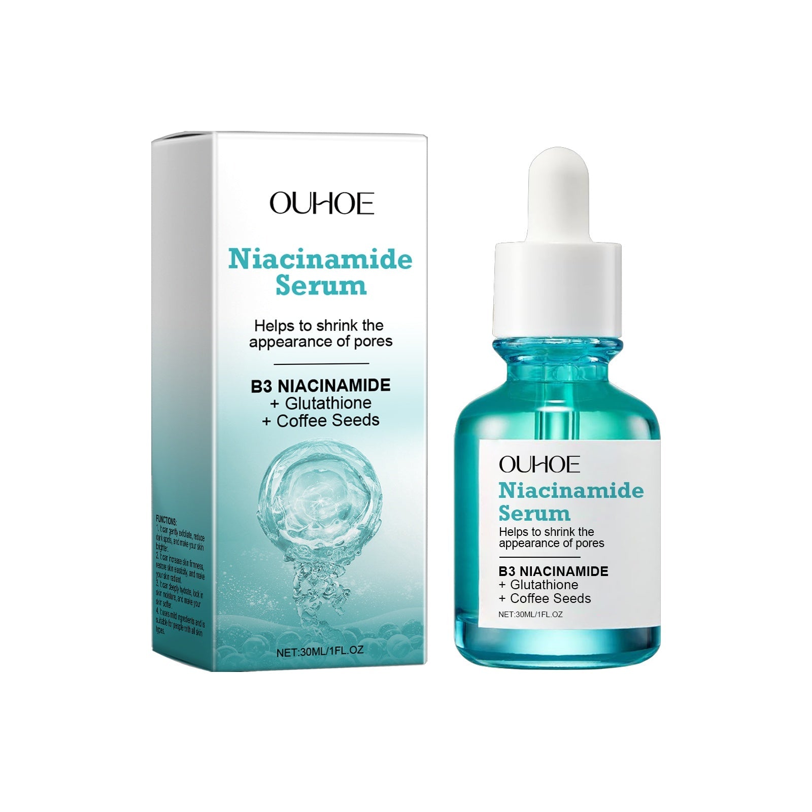 Lotion illuminante alla niacinamide Valstrend, bottiglia con etichetta bianca e dettagli blu, per la cura della pelle.