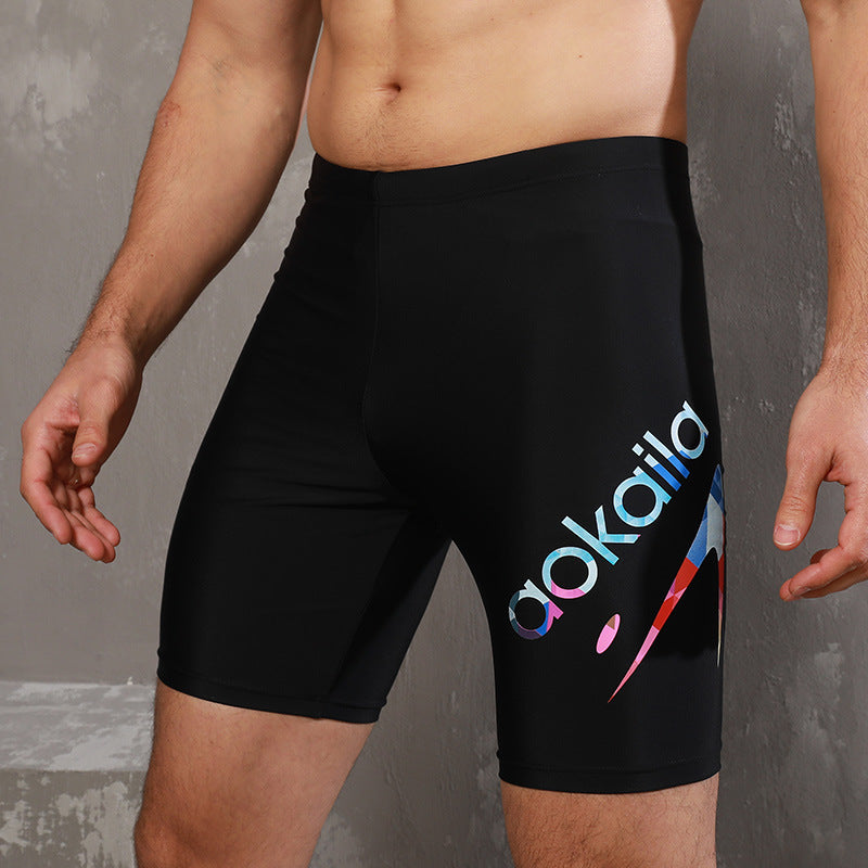 Pantaloncini da nuoto Valstrend con Five-point racing, anti-embarrassment e asciugatura rapida, in tessuto blu con dettagli neri