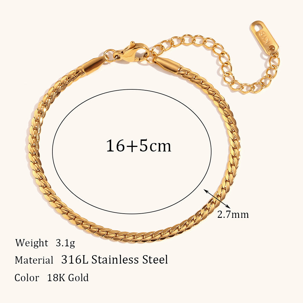 Collana in acciaio inossidabile placcato oro 18 carati semplice e versatile, gioielli all-match Valstrend.