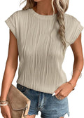 T-shirt donna Valstrend, maglietta estiva a manica corta, collo rotondo, colore solido, stile alla moda.