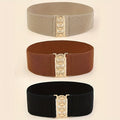 3pcs/set Trendy Wide Belts Simple Solid Color Elastic Girdles Classic Coat Dress Belts For Women