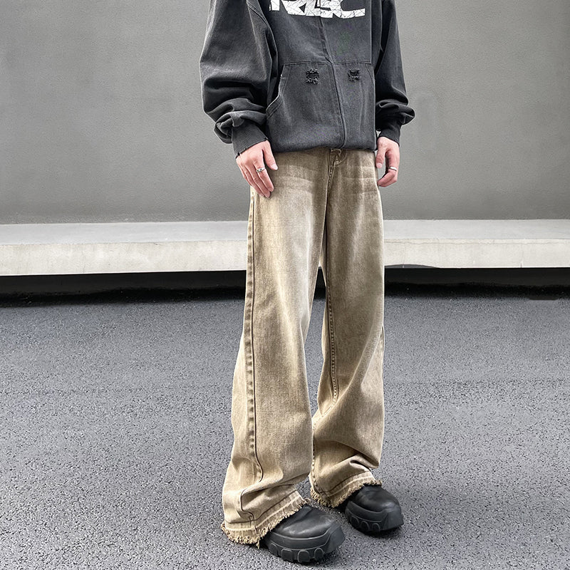 Jeans vintage Valstrend shop in tessuto denim marrone lavato con effetto usurato e stile retrò.