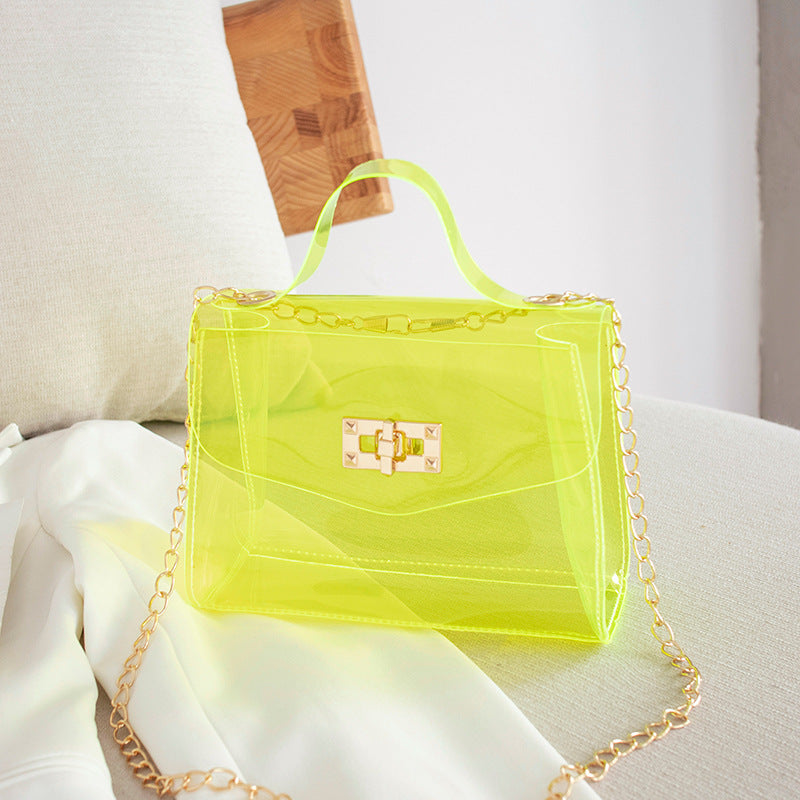 Borsa a tracolla trasparente in stile coreano, mini, a forma quadrata, marca Valstrend, con dettagli eleganti e moderni