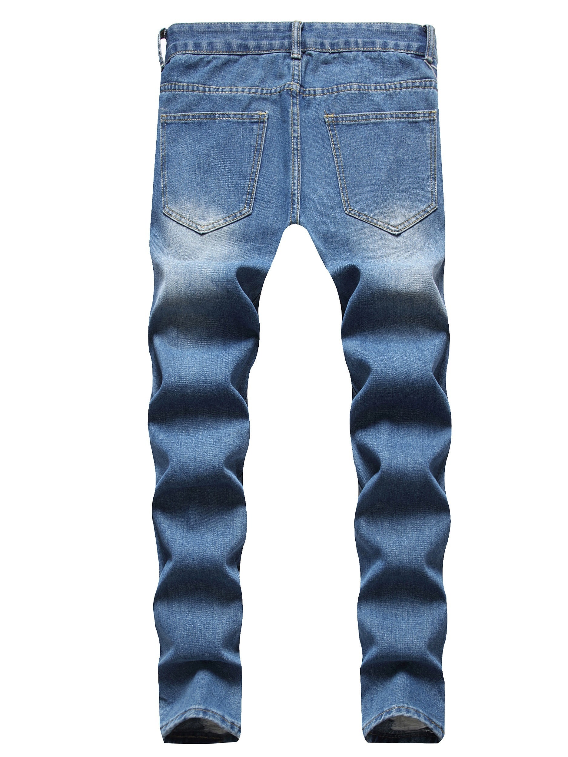 Jeans skinny da uomo Valstrend con strappi, patchwork ricamato, stile street casual, pantaloni in denim versatili per tutte le stagioni