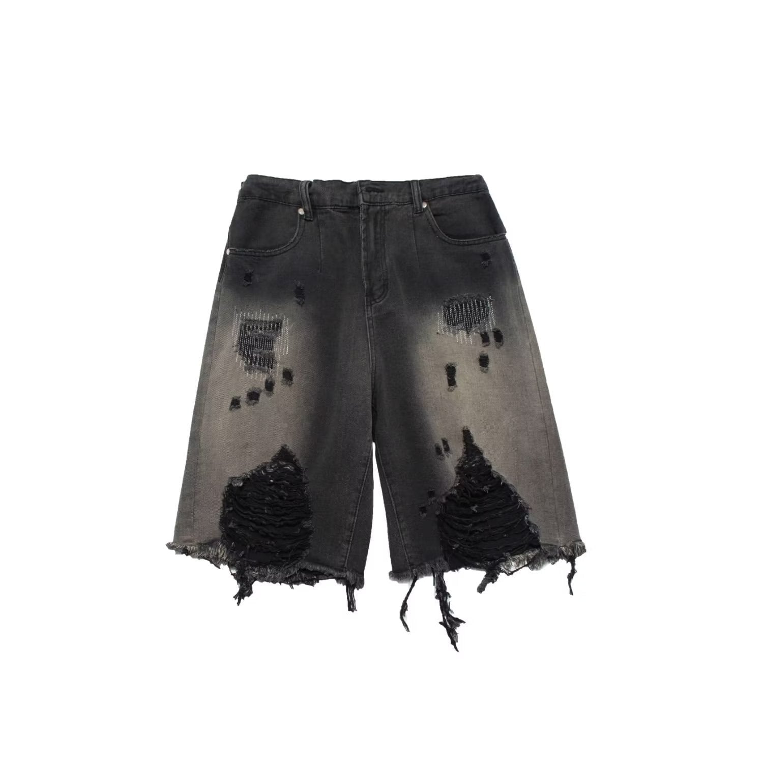 Ripped Denim Shorts Men's Summer Over-the-knee Pants