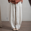 Pantaloni da donna Valstrend, harem casual in cotone e lino con vita elastica e gamba larga, stile comodo e versatile.