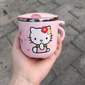 Authorized Pink Kitten Cartoon 9.47oz Insulated Stainless Steel Coffee Mug with Handle and Lid - Durable, Cute, Ideal for Office or Outdoor Use Water Cup