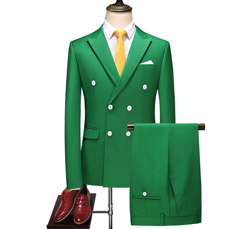 Completo da uomo Valstrend con cappotto doppiopetto in tinta unita e pantaloni abbinati, stile formale elegante e moderno