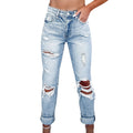 Retro Tattered Straight High Waist Skinny Jeans