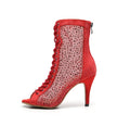 Scarpe da ballo nere per donna Valstrend con tacco alto e suola lucida, ideali per danza e performance eleganti.